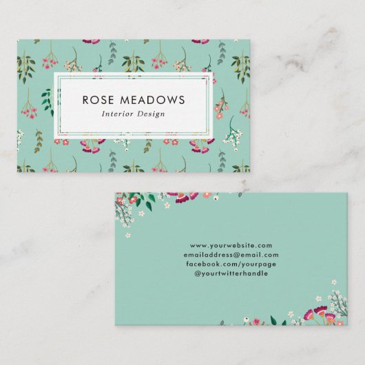 Bohoの野生の花パターン 名刺 (正面/裏面)