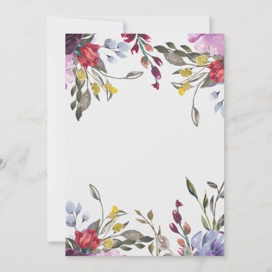 bohoの野生花の花のベビーシャワーの招待 招待状 (裏面)