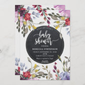 bohoの野生花の花のベビーシャワーの招待 招待状 (正面/裏面)