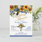 Bohoの長角牛牛スカルの花柄のブライダルシャワー 招待状 (スタンド正面)
