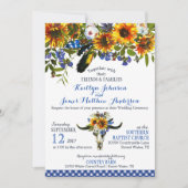 Bohoの長角牛牛スカルの花柄の結婚式招待状 招待状 (正面)