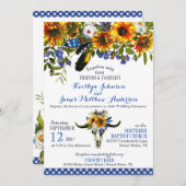 Bohoの長角牛牛スカルの花柄の結婚式招待状 招待状 (正面/裏面)