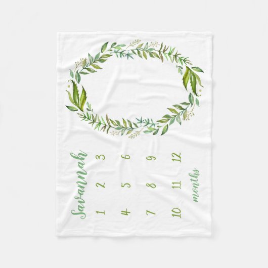 Bohoの離れベビーパーソナライズされたマイルストーン写真 フリースブランケット (正面)