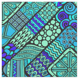 Bohoの青緑の抽象的な種族パターン ファブリック