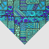 Bohoの青緑の抽象的な種族パターン 薄葉紙 (詳細)