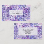 Bohoのdreamcatcherの花のピンクの紫色の水彩画 名刺 (正面/裏面)