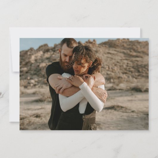 Bohoはっきりしたは白黒写真の写結婚真を指す 招待状 (裏面)