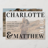 Bohoはっきりしたは白黒写真の写結婚真を指す 招待状 (正面/裏面)