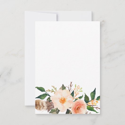 Bohoはブライダルシャワーの招待状に羽をつけます 招待状 (裏面)