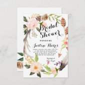Bohoはブライダルシャワーの招待状に羽をつけます 招待状 (正面/裏面)