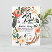 Bohoはベビーシャワーの招待状に羽をつけます 招待状 (スタンド正面)