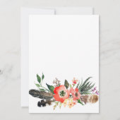 Bohoはベビーシャワーの招待状に羽をつけます 招待状 (裏面)