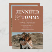 Bohoはレトロはっきりした2枚の写真のテラ結婚コッタと名付ける 招待状 (正面/裏面)