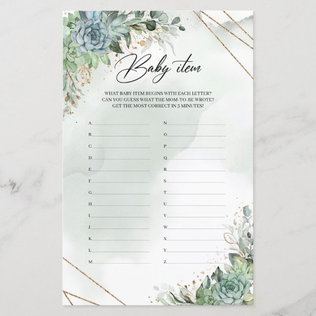 Bohoは緑の葉の金ゴールドフレームベビー項目 (正面)