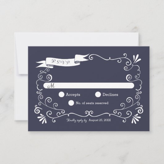 Bohoは(可変性色)渦巻きまRSVPを結婚します 出欠カード (正面)