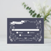 Bohoは(可変性色)渦巻きまRSVPを結婚します 出欠カード (スタンド正面)