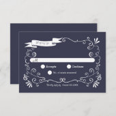 Bohoは(可変性色)渦巻きまRSVPを結婚します 出欠カード (正面/裏面)