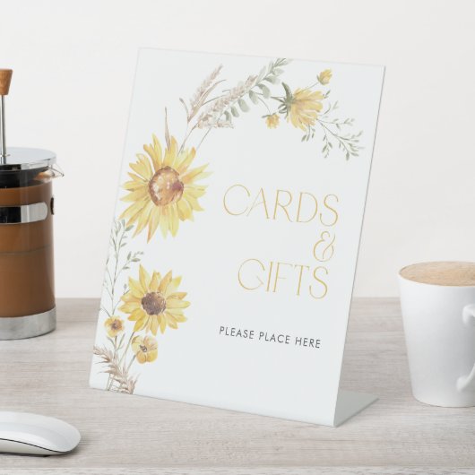Bohoひまわりエレガントカード&ギフトシャワー 台座サイン (インサイチュ)