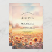 Bohoひまわり素朴水彩国結婚式I 招待状 (正面/裏面)