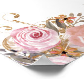 BOHOほこりっぽいピンクのフローラ水の色の女の子ベビーシャワー ポスター (角)