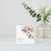 Bohoほこりっぽいピンクグリーンフローラフローリスト スクエア名刺 (スタンド正面)