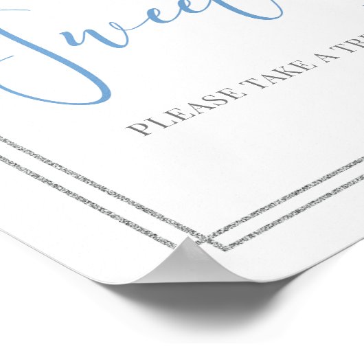 Bohoほこりっぽい青いフローラシックなベビーは甘いサイン ポスター (角)