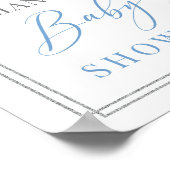 Bohoほこりっぽい青いフローラ赤ちゃんシャワー歓迎サイン ポスター (角)