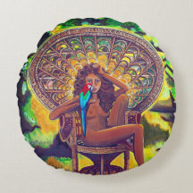 Bohoをテーマにしたコットンラウンドピロー