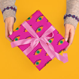 BOHOアイザードパターンファンキー明るい赤紫色おもしろい ラッピングペーパー