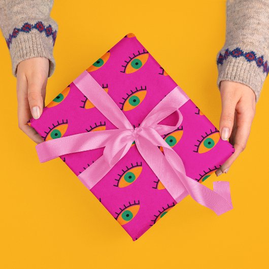 BOHOアイザードパターンファンキー明るい赤紫色おもしろい ラッピングペーパー