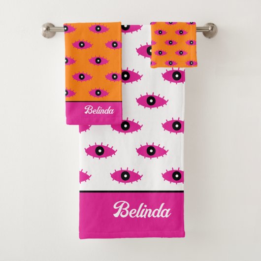 BOHOアイパタン焼きオレンジ&ピンク名 バスタオルセット (インサイチュ)