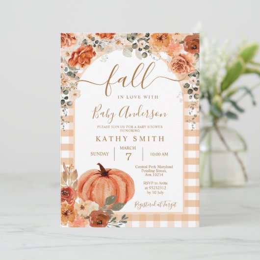 Bohoアーエレガントチ秋フローララブベビーシャワー 招待状 (スタンド正面)