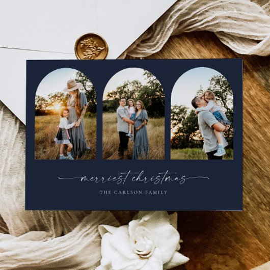 Bohoアーチクリスマスホリデーグリーティングフォトカード シーズンカード