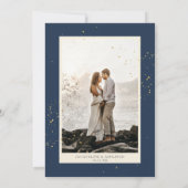 BOHOアーチネイビーエレガント赤面n赤フローラw金ゴールド セーブザデート (裏面)