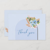 BohoアーチパンパスグラスフローラOhボーイベビーシャワー サンキューカード (正面/裏面)