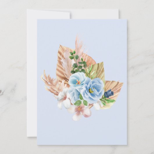 BohoアーチパンパスグラスフローラOhボーイベビーシャワー 招待状 (裏面)