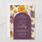 Bohoアーチメイブオレンジとアイボリーの花 招待状 (正面)