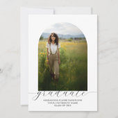 Bohoアーチ卒業招待状2写真ホワイト 招待状 (正面)