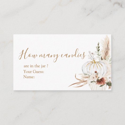 Bohoアーチ白かぼちゃいくつキャンディー エンクロージャーカード (正面)