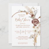 BOHOアーチ秋フローラ銅モダン赤ちゃんシャワー 招待状 (正面)