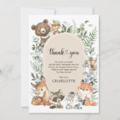 Bohoアーチ緑の森林動物の赤ちゃんシャワー サンキューカード (正面)