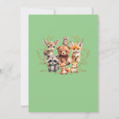 Bohoアーチ緑の森林動物の赤ちゃんシャワー 招待状 (裏面)