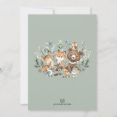 Bohoアーチ緑の森林動物の赤ちゃんシャワー 招待状 (裏面)