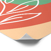 Bohoアートワーク、フローララインアートカラフル図形 ポスター (角)