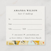 Bohoイエローオークル絵を描フローラギフト証明書 スクエア名刺 (裏面)