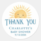 Bohoイエローサンシャインベビーシャワーありがとう ラウンドシール (正面)