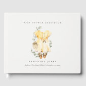 Bohoイエロードレスシューズ葉の女の子ベビーシャワー ゲストブック (正面)