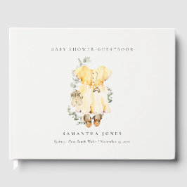 Bohoイエロードレスシューズ葉の女の子ベビーシャワー ゲストブック