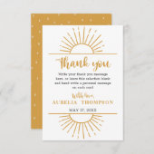 Bohoイエローリトルレイサンシャインオンウェイベビーシャワー サンキューカード (正面/裏面)