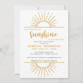 Bohoイエローリトルレイサンシャインオンウェイベビーシャワー 招待状 (正面)